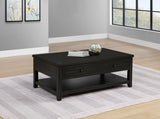 Payne 48" Lift-Top Coffee Table on Casters - Hidden Storage & Lower Shelf in Distressed Java – view 1