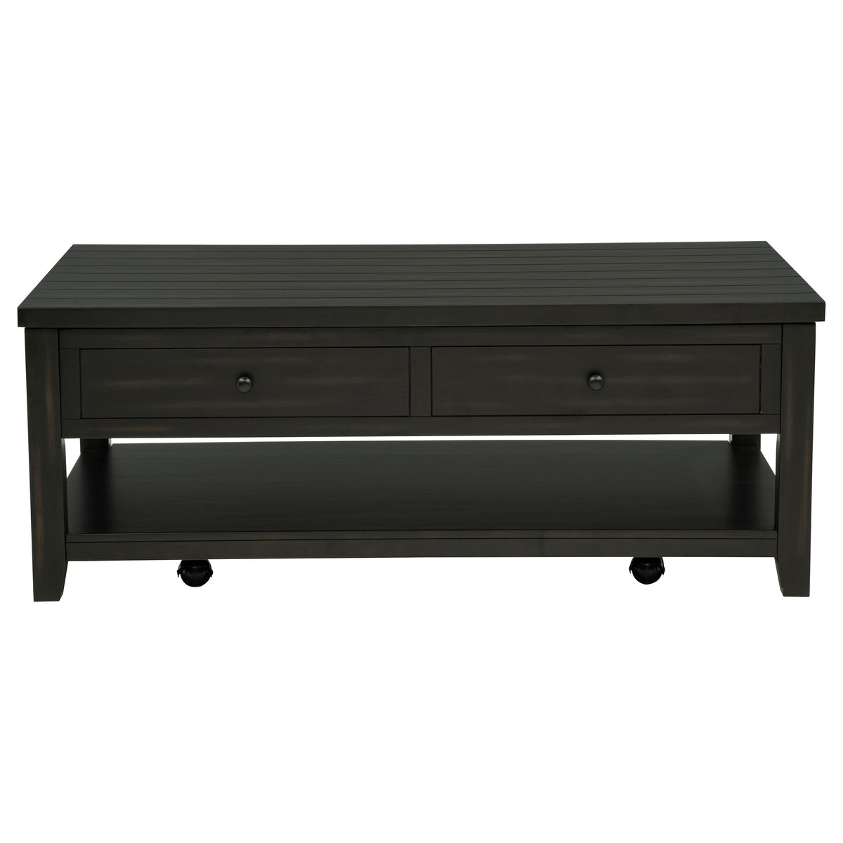 Payne 48" Lift-Top Coffee Table on Casters - Hidden Storage & Lower Shelf in Distressed Java – view 5