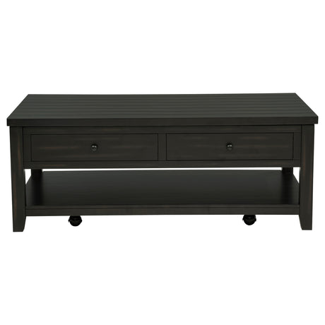 Payne 48" Lift-Top Coffee Table on Casters - Hidden Storage & Lower Shelf in Distressed Java – view 5