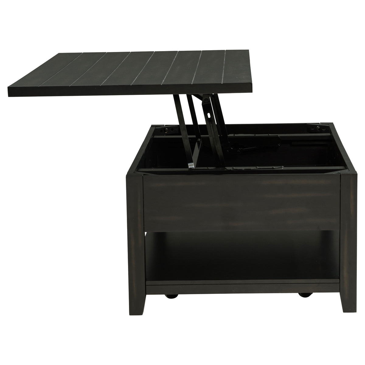 Payne 48" Lift-Top Coffee Table on Casters - Hidden Storage & Lower Shelf in Distressed Java – view 8