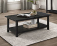 Payne Coffee Table, End Tables & Console - Rustic Farmhouse Distressed Java with Open Shelves – view 1