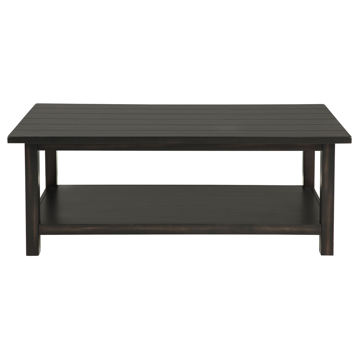 Payne Coffee Table, End Tables & Console - Rustic Farmhouse Distressed Java with Open Shelves – view 13