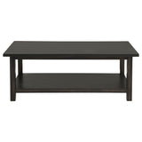 Payne Coffee Table, End Tables & Console - Rustic Farmhouse Distressed Java with Open Shelves – view 13