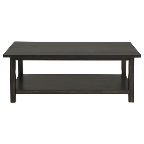Payne Coffee Table, End Tables & Console - Rustic Farmhouse Distressed Java with Open Shelves – view 13