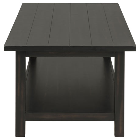 Payne Coffee Table, End Tables & Console - Rustic Farmhouse Distressed Java with Open Shelves – view 14