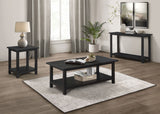 Payne Coffee Table, End Tables & Console - Rustic Farmhouse Distressed Java with Open Shelves – view 18