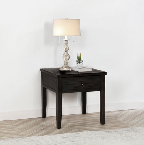 Concord Coffee Table & End Table - Distressed Java Planked Top with Louvered Drawers – view 2