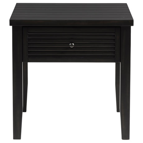 Concord Coffee Table & End Table - Distressed Java Planked Top with Louvered Drawers – view 16