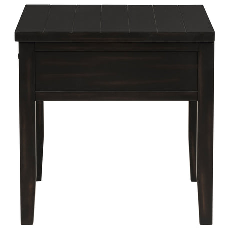 Concord Coffee Table & End Table - Distressed Java Planked Top with Louvered Drawers – view 17