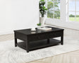 Concord Coffee Table & End Table - Distressed Java Planked Top with Louvered Drawers – view 1