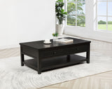 Concord Coffee Table & End Table - Distressed Java Planked Top with Louvered Drawers – view 1