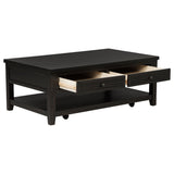 Concord Coffee Table & End Table - Distressed Java Planked Top with Louvered Drawers – view 7