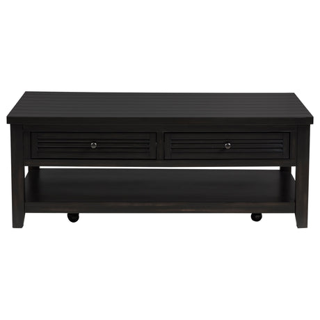 Concord Coffee Table & End Table - Distressed Java Planked Top with Louvered Drawers – view 8