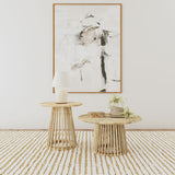Touhy Round Solid Mango Wood Coffee & End Table - 2pcs- Coffee Table + End Table