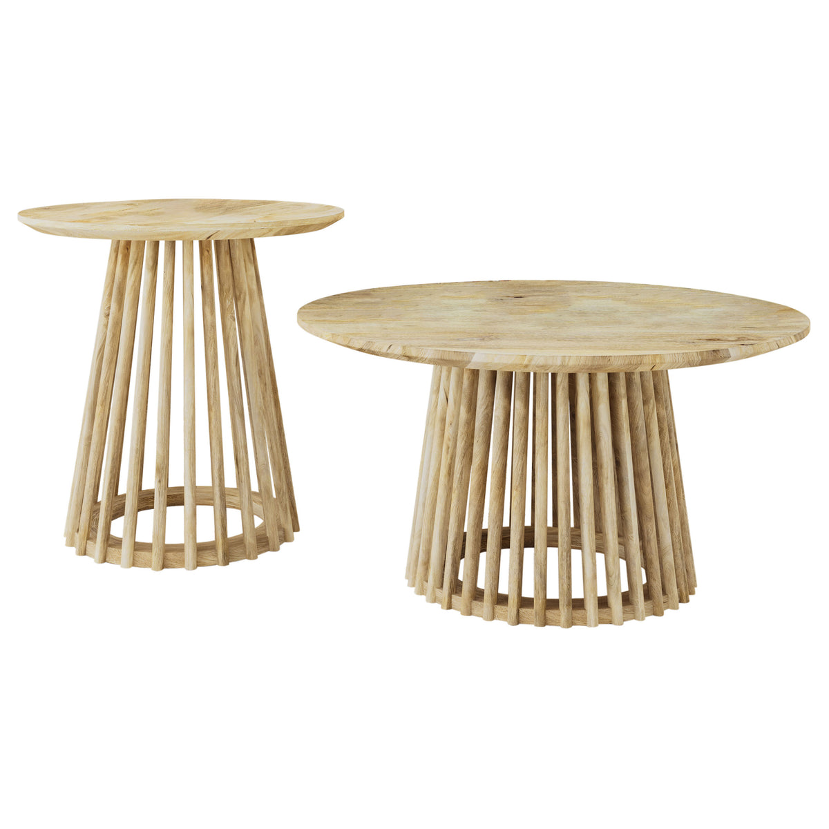 Touhy Round Solid Mango Wood Coffee & End Table - Rustic Natural Mango Finish – view 17
