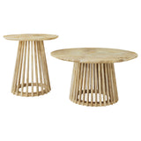 Touhy Round Solid Mango Wood Coffee & End Table - Rustic Natural Mango Finish – view 17