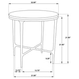 Hermas Round Genuine Marble Coffee & End Table Sets - White Marble Tops on Textured Black Metal – view 17