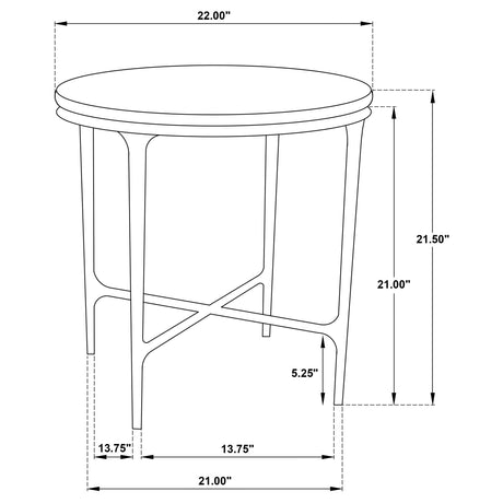 Hermas Round Genuine Marble Coffee & End Table Sets - White Marble Tops on Textured Black Metal – view 17