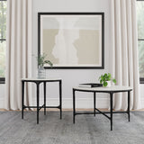 Hermas Round Genuine Marble Coffee & End Table Sets - 2pcs- Coffee Table + End Table