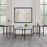 Hermas Round Genuine Marble Coffee & End Table Sets - 3pcs- Coffee Table + 2 End Tables