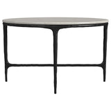 Hermas Round Genuine Marble Coffee & End Table Sets - White Marble Tops on Textured Black Metal – view 8