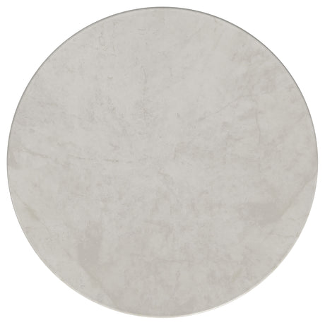 Hermas Round Genuine Marble Coffee & End Table Sets - White Marble Tops on Textured Black Metal – view 9