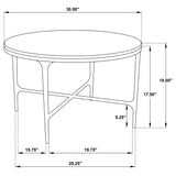 Hermas Round Genuine Marble Coffee & End Table Sets - White Marble Tops on Textured Black Metal – view 10