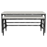 Ebby 2-Piece Nesting Coffee Tables - Genuine White Marble Tops on Antique Black Iron Frames – view 3