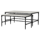 Ebby 2-Piece Nesting Coffee Tables - Genuine White Marble Tops on Antique Black Iron Frames – view 4