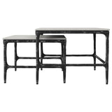 Ebby 2-Piece Nesting Coffee Tables - Genuine White Marble Tops on Antique Black Iron Frames – view 5
