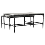 Ebby 2-Piece Nesting Coffee Tables - Genuine White Marble Tops on Antique Black Iron Frames – view 6