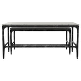 Ebby 2-Piece Nesting Coffee Tables - Genuine White Marble Tops on Antique Black Iron Frames – view 7