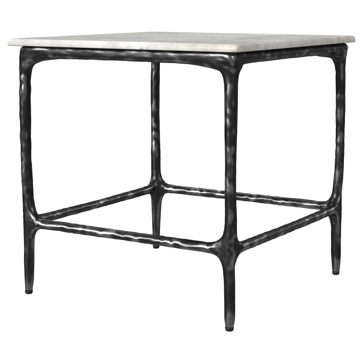Ebby Square End Table - Genuine White Marble Top on Antique Black Iron Frame – view 4