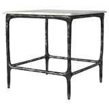 Ebby Square End Table - Genuine White Marble Top on Antique Black Iron Frame – view 4