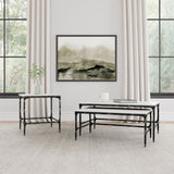 Ebby Square End Table - Genuine White Marble Top on Antique Black Iron Frame – view 8