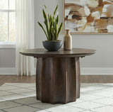 Cayenne Round Coffee Table & End Table Sets - Sculpted Pedestal Base in Solid Mango Wood, Walnut – view 1