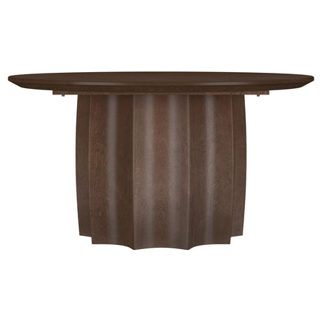 Cayenne Round Coffee Table & End Table Sets - Sculpted Pedestal Base in Solid Mango Wood, Walnut – view 7