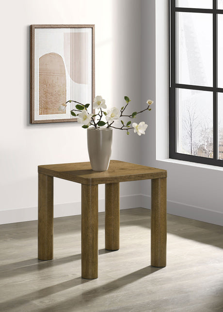 Castlewood Coffee Table & End Table Sets - Rounded Corners & Cylindrical Legs in Brown Oak – view 2