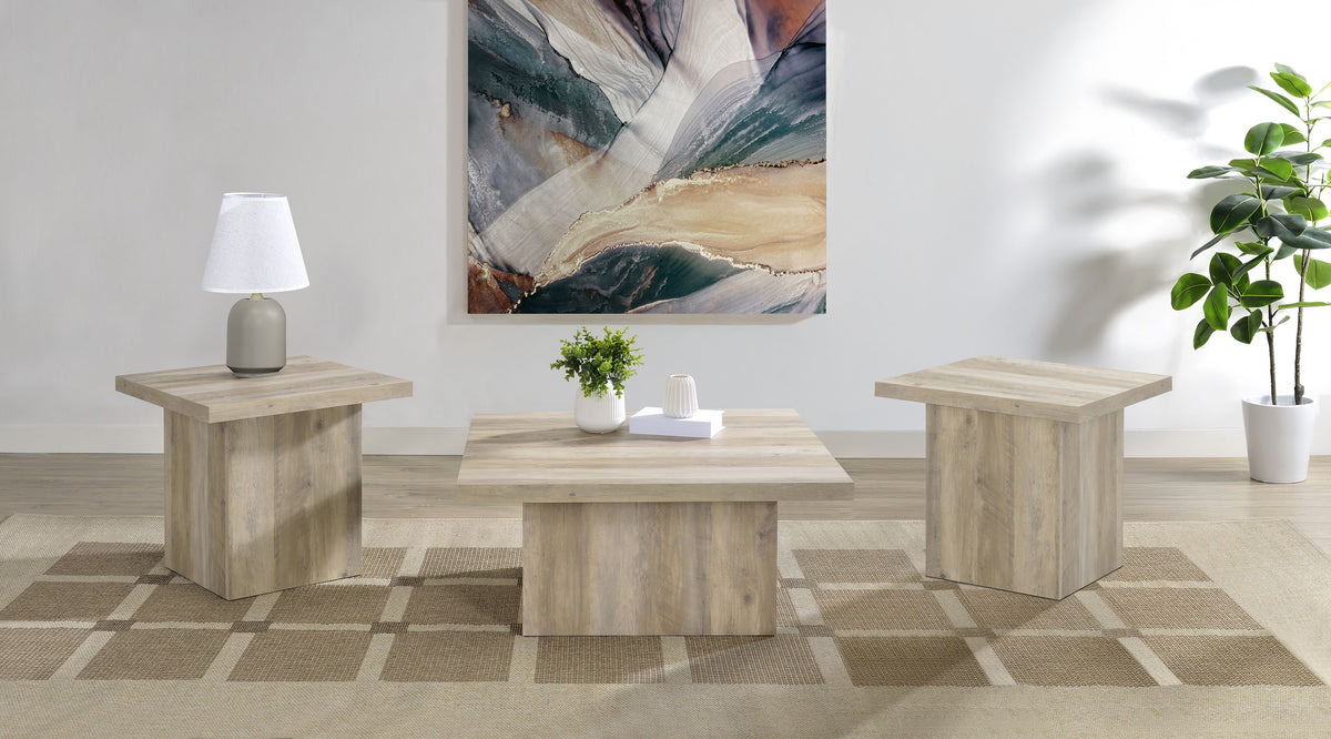 Devar Square Plinth Coffee & End Tables - 3pcs- Coffee Table + 2 End Tables