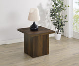 Devar Square Plinth Coffee Table & End Table Sets - Rustic Dark Pine Finish – view 2