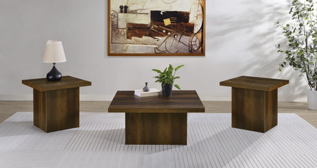 Devar Square Plinth Coffee Table & End Table Sets - 3pcs- Coffee Table + 2 End Tables
