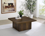 Devar Square Plinth Coffee Table & End Table Sets - Rustic Dark Pine Finish – view 1