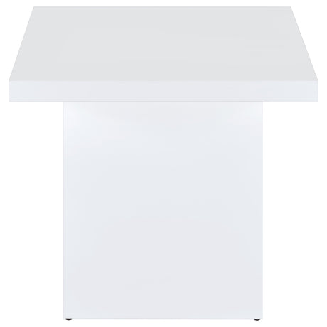 Devar Square Coffee & End Table - Sculptural Plinth Base in White High Gloss – view 14