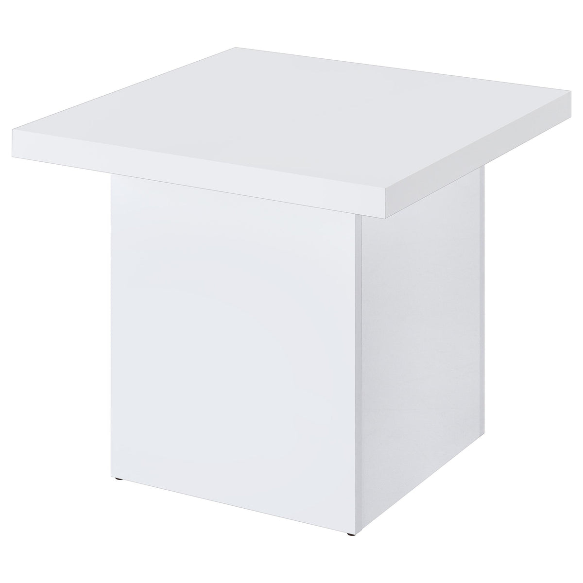 Devar Square Coffee & End Table - Sculptural Plinth Base in White High Gloss – view 15