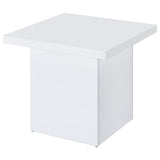 Devar Square Coffee & End Table - Sculptural Plinth Base in White High Gloss – view 15