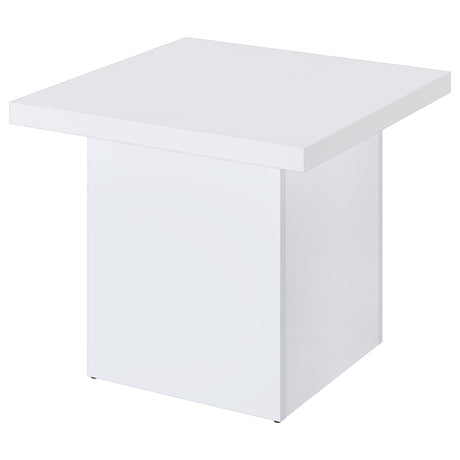 Devar Square Coffee & End Table - Sculptural Plinth Base in White High Gloss – view 15