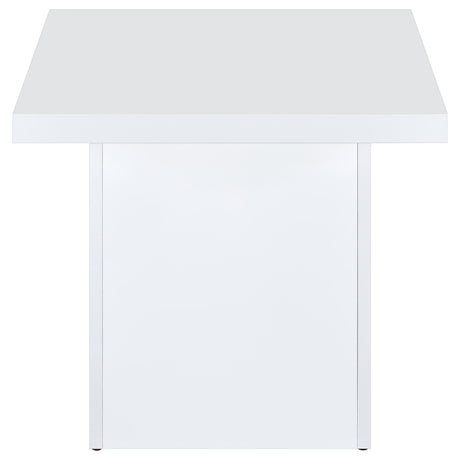 Devar Square Coffee & End Table - Sculptural Plinth Base in White High Gloss – view 16