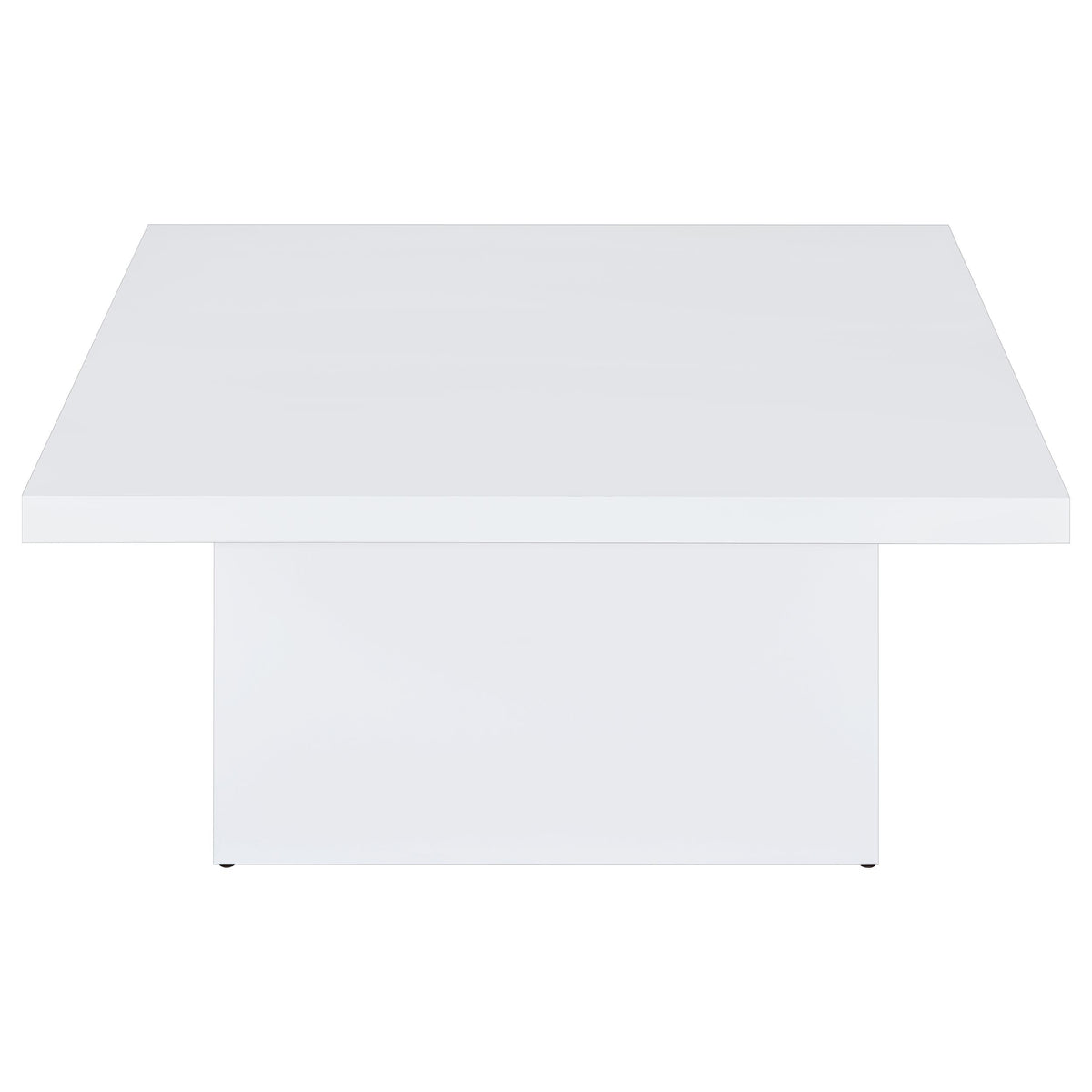 Devar Square Coffee & End Table - Sculptural Plinth Base in White High Gloss – view 7