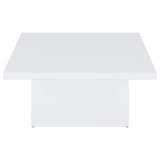 Devar Square Coffee & End Table - Sculptural Plinth Base in White High Gloss – view 7