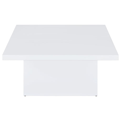 Devar Square Coffee & End Table - Sculptural Plinth Base in White High Gloss – view 7